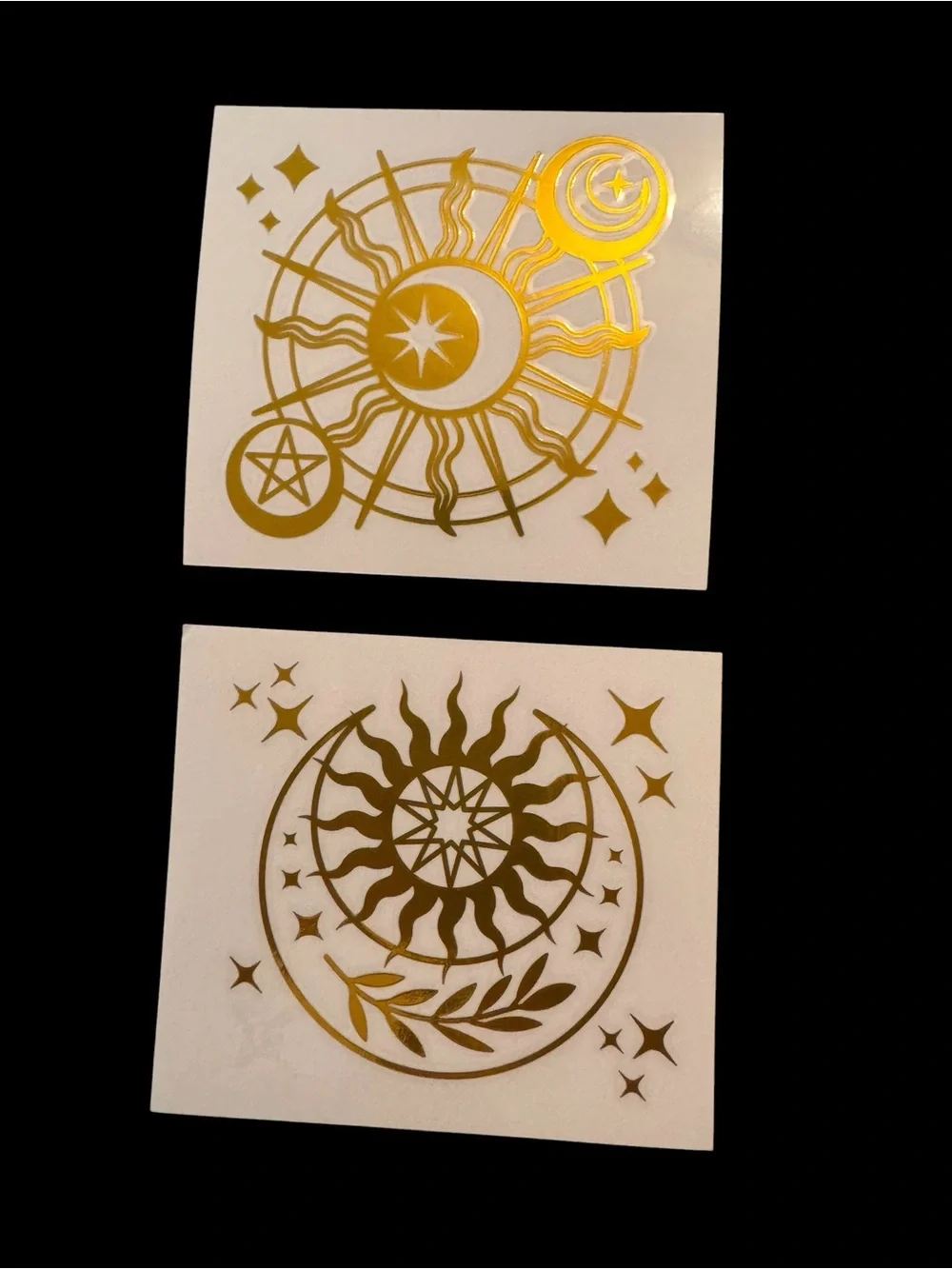 8 Pc Gold Sun & Moon UV DTF Rub-On Transfer Set for Glass & Crafts